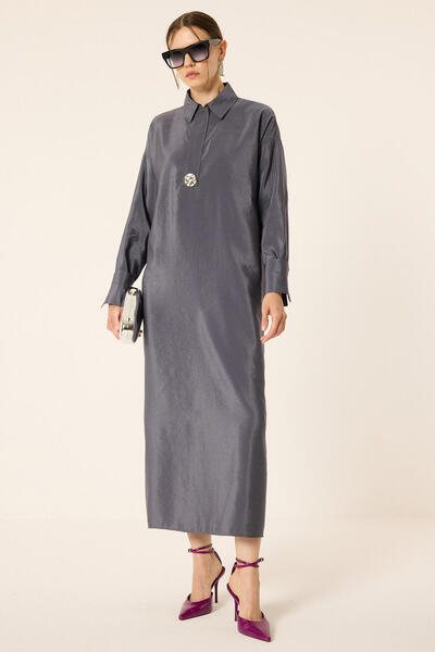 Touché Privé Gold Buttoned Kupra Dress