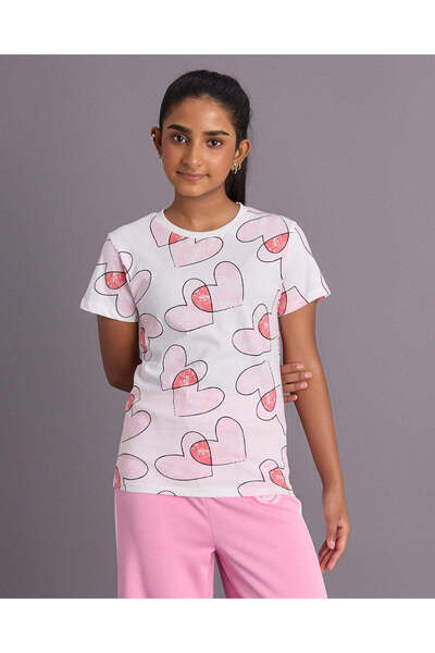 REDTAG Senior Girls White Printed T-Shirt