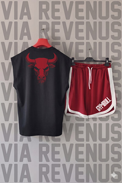 Vordevia Boğa Printed Zero Sleeve Sports Tshirt and Shorts Sports Training Set