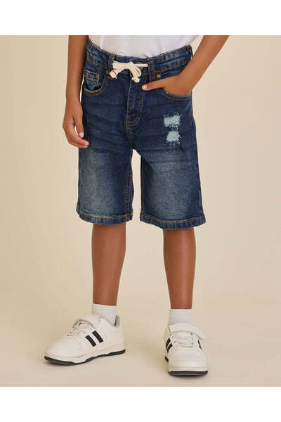REDTAG Boys Navy Denim Shorts