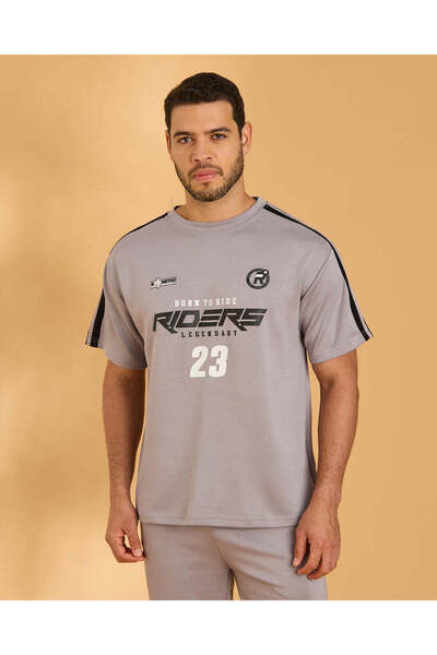 REDTAG Men Grey Graphic Print T Shirt