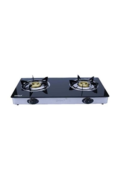 Sanford 2-burner gas stove with black glass surface