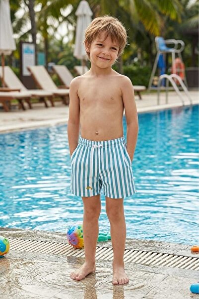 ALKINKİDS Striped Swim Shorts for Boys Ages 3-16