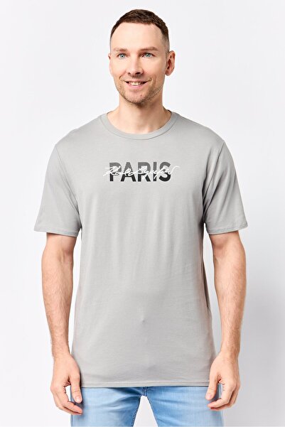 Karl Lagerfeld Men Crew Neck Short Sleeve Brand Logo T-Shirt, Grey