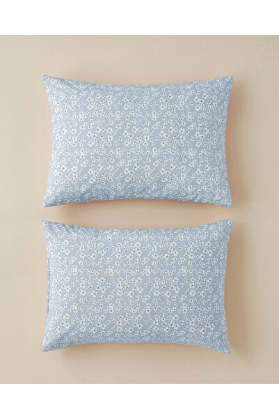 English Home Dulcie Kolay Ütülenir 2'li Yastık Kılıfı 50x70 cm Mavi