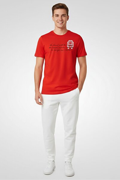 adidas Men Sportswear Fit Short Sleeve Outdoor T-Shirt, Red