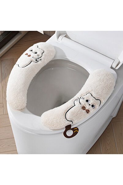 choice2 White C4453A Winter Thickened Plush Toilet Seat Pad Household Univers...