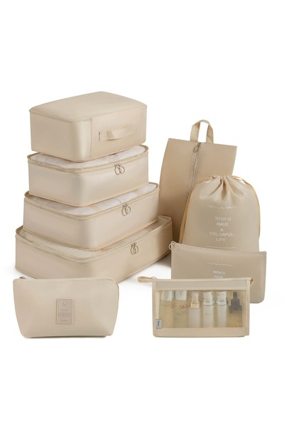 Choice8 9PCS Beige 7/8/9-Piece Set Travel Storage Bags, Digital Toiletries Sh...