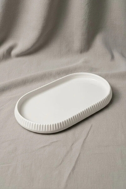 Bereketli Store Acar Oval Line Detailed Porcelain Presentation and Serving Pl...