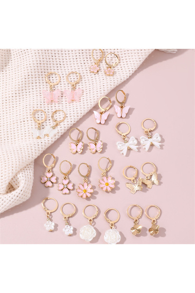 Choice3 YSE299-2 24pcs/Set Earring set new butterfly love flower resin pendan...