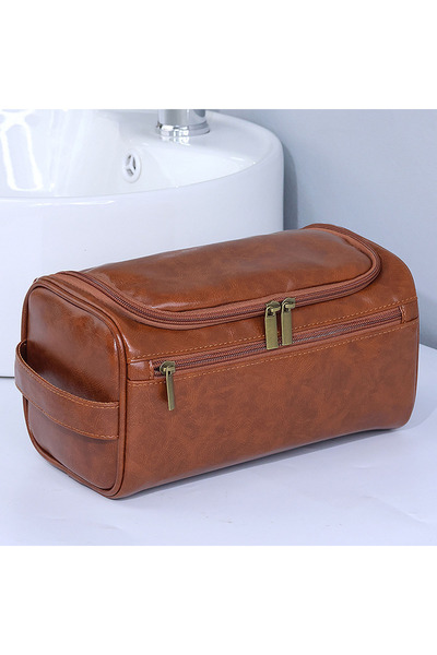 Choice1 Brown Leather Toiletry Bag for Men Women Dopp Kit Mens Hanging Toilet...