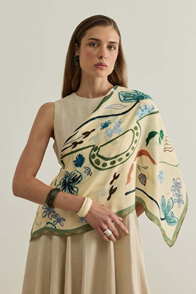 Vase Yellow Patterned Modal Scarf
