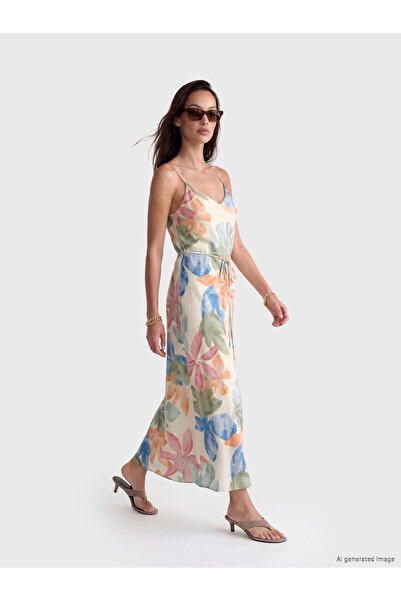 LC Waikiki Rochie florală cu decolteu în V și bretele subțiri