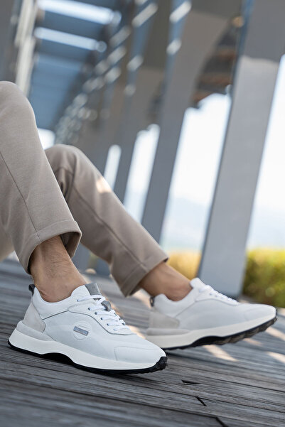 PANORAMA Men's Lace-Up Genuine Leather Sneaker with Suede Detail