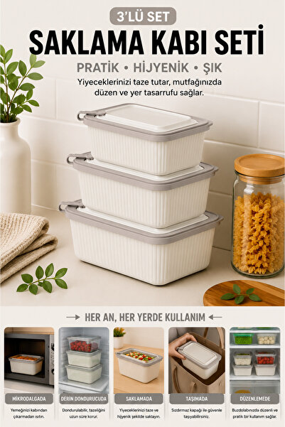 HAUSEN Mikrodalgaya Uygun Saklama Kabı (600-1100-1800ml)
