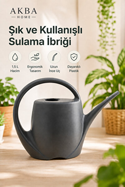 AKBA HOME 1.5 Litre Sulama İbriği Uzun İnce Uçlu Plastik Çiçek Bitki Sulama K...