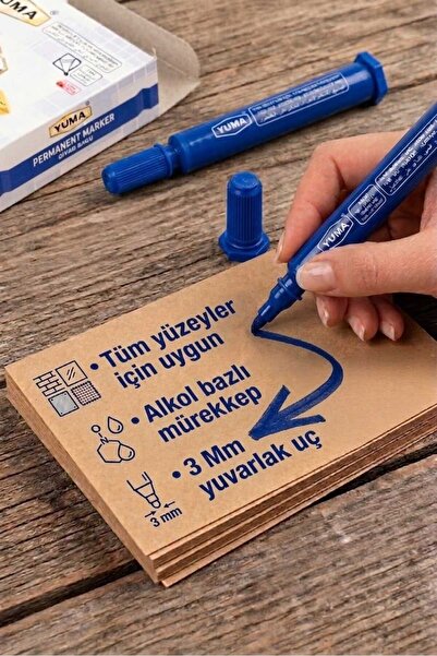 Yuma Permanent Marker Koli Kalemi Yuvarlak Uç Mavi 1 ADET