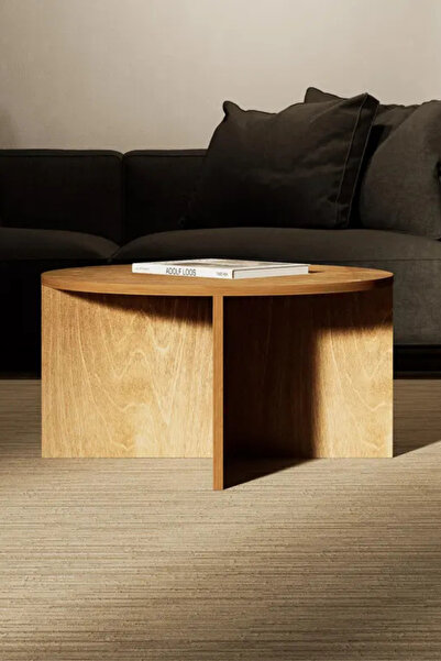 ibrahim suleiman al saqami Modern Round Plywood Coffee Table – 50x35cm Wooden...