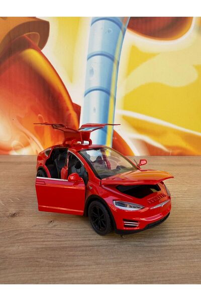 scntoys Tesla Model X Diecast Model Araba Kırmızı 12CM Açılan Kapılar Tesla E...