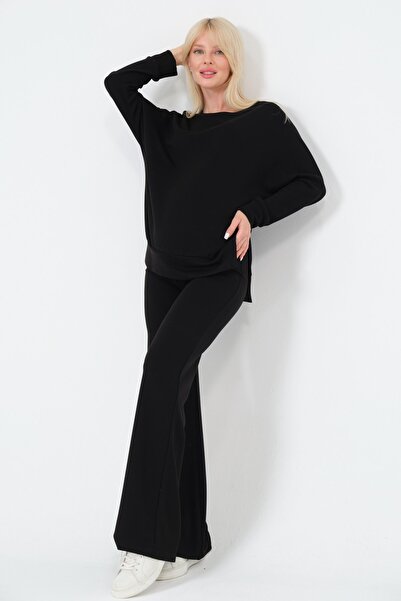 BUSA Maternity Side Zipper Long Sleeve High Waist Wide Leg Soft Touch Tracksu...