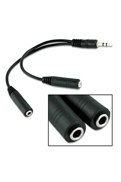 POWERTECH καλώδιο 3.5mm αρσενικό σε 2x 3.5mm θηλυκό CAB-J011 0.2m, μαύρο