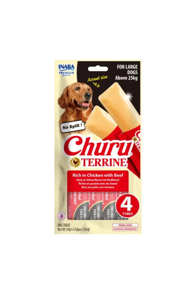 Inaba Churu Terrine Maxi Λιχουδιές Σκύλου με Κοτόπουλο & Βοδινό 54γρ x4