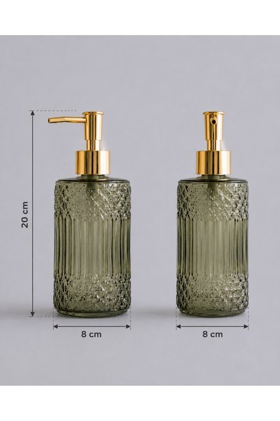 R-EYLA R'Eyla Bathroom Ciel Cam Liquid Soap Dispenser 350 ml Decorative Bathroom Dispenser with Gold Pump 20X8 cm