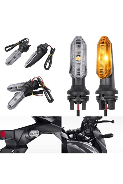 DEKOHOP Motosiklet LED Sinyal Ön Lambası Universal Kısa Gövde Gündüz Led Ve K...