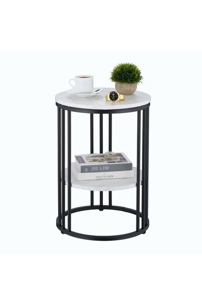 Relaxdays Măsuță de cafea pentru living, Relaxdays, Marmură, negru/alb, 56 x ...