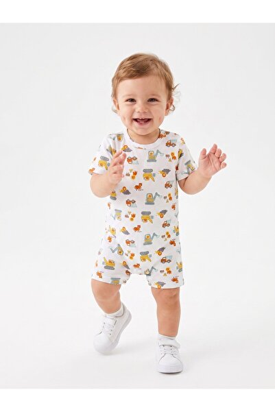 Kids Kingdom Pamuklu İhracat Fazlası Alttan Çıtçıtlı Erkek Bebek Şortlu Tulum