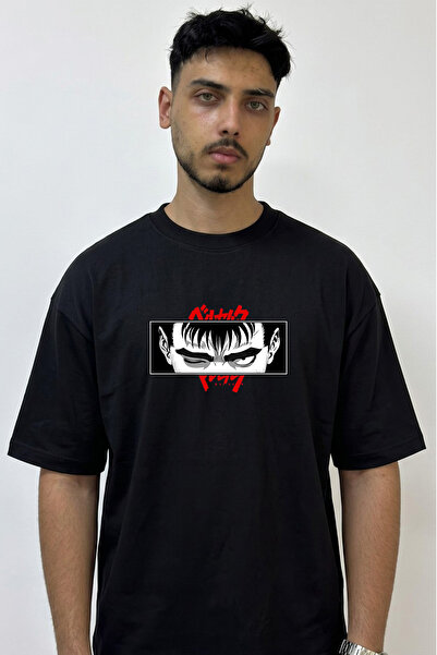 Anetos Guts Berserk_22 Design Printed Oversize Black T-Shirt
