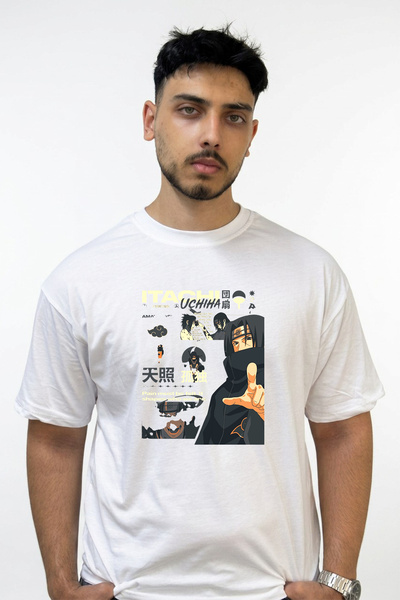 Anetos Itachi Uchiha_1 Design Printed Oversize White T-Shirt
