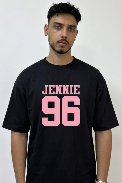 Anetos Jennie 96 Design Printed Oversize Black T-Shirt