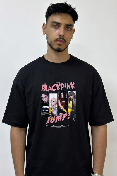 Anetos Blackpink_14 Μαύρο μπλουζάκι με στάμπα σε μεγάλο μέγεθος
