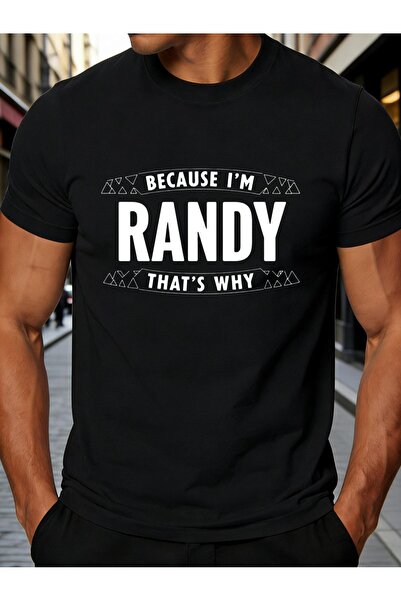 17TAKI Because My Name Randy, This a Dark Blue Crew-neck T-shirt. It's Suitab...