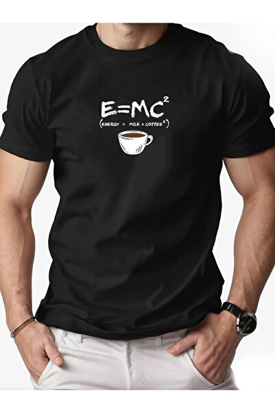 LİNA06 Men'S T-Shirt Featuring Physics Theme with E=MC² Coffee Cup Design a L...