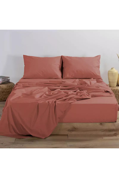 Nefnefhome Διπλό Κατωσέντονο Βασικό 160X200+30 Nef Nef Homeware - 72 - Τερακότα