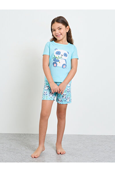 Styli Girls Panda Print T-Shirt and Shorts Set