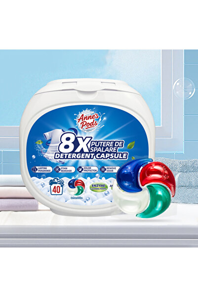 AnnesPods Capsule detergent concentrat, 4 în 1, Ice&fire, 40 spalari