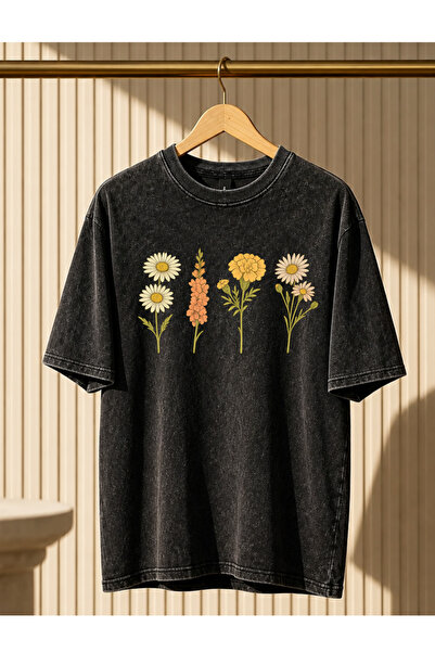 ELAN WEAR Acid Washed Oversize Unisex T-Shirt Washed Vintage Street Style Str...