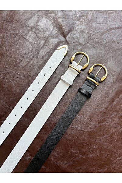 LİA KEMER 2-Pack Learn Round Gold Buckle Model Jacket Belt Dress Belt Trouser...