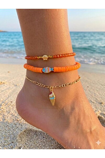 Beykan handmade Kumsal Esintisi Set of 3 Anklets