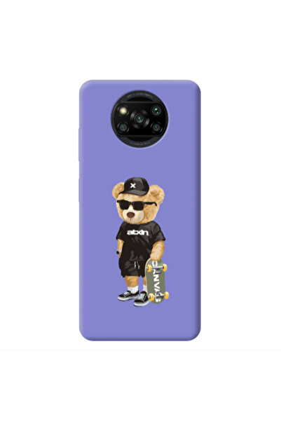 Other Xiaomi Poco X3 /X3 Pro Bear with glasses Purple Colored Silicone TPU Θήκη
