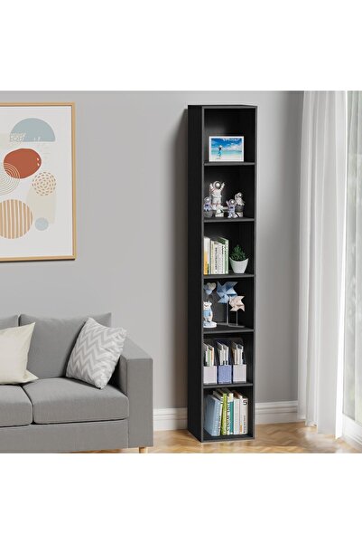 Enjoylifeme 6 Tier Bookshelf, Open Tall Narrow Floor Standing Bookcase, Stora...