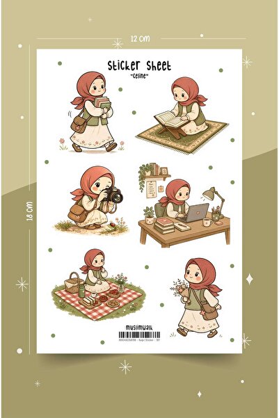 MuslimWalk Celine – Sevimli Müslüman Kız Sticker Seti #197
