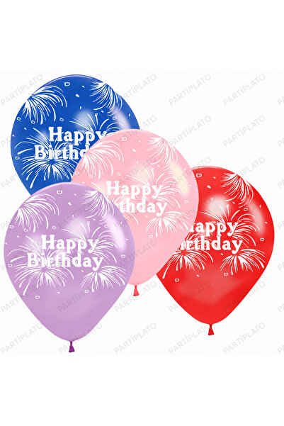 HBK Balon 11 Inch Happy Birthday Patterned Mixed Latex Balloons (Pack of 100)