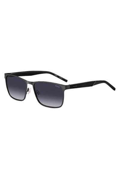 HUGO UV Protected Sunglasses Matte Ruthenium Black Frame Dark Grey Shaded Mir...
