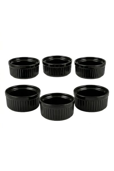 SHOPIENS Set de 6 boluri negre din porțelan pentru sosuri, 60ml, Dimensiuni 7...