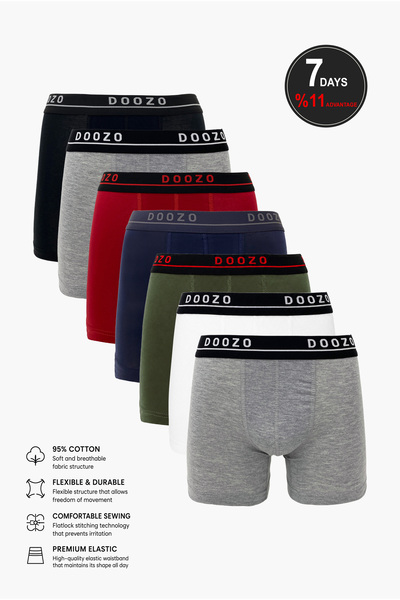 DOOZO Men's 7-Piece Cotton Boxer Set, Flexible Fabric, Comfortable Fit
