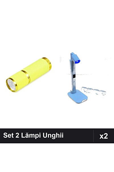 NAİLS Set 2 Lămpi Lanternă LED Mini Galben + UV/LED cu Suport și Ștampile Sil...